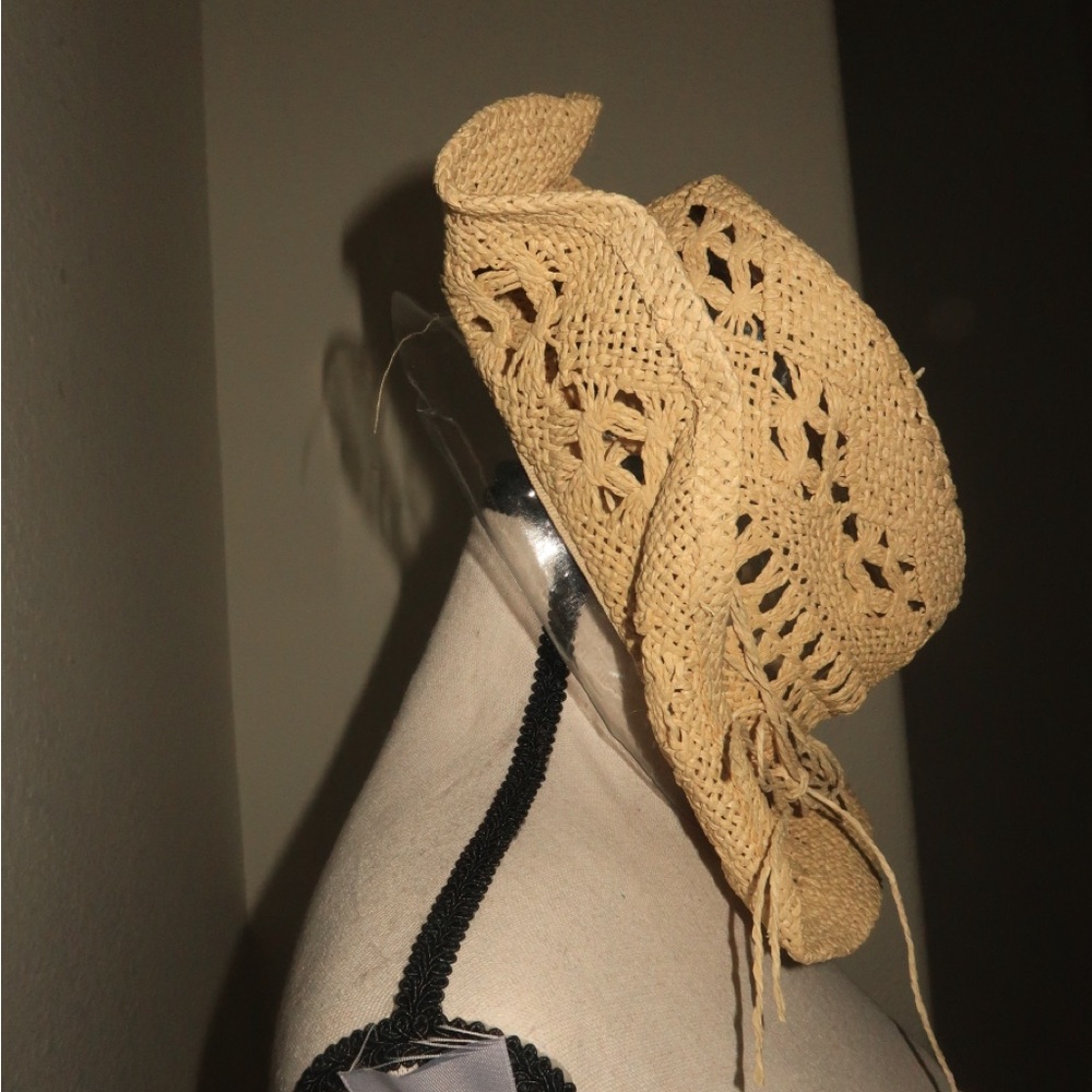Peppermayo Women’s Straw Crochet Sun Hat - Cream - Picture 3 of 5